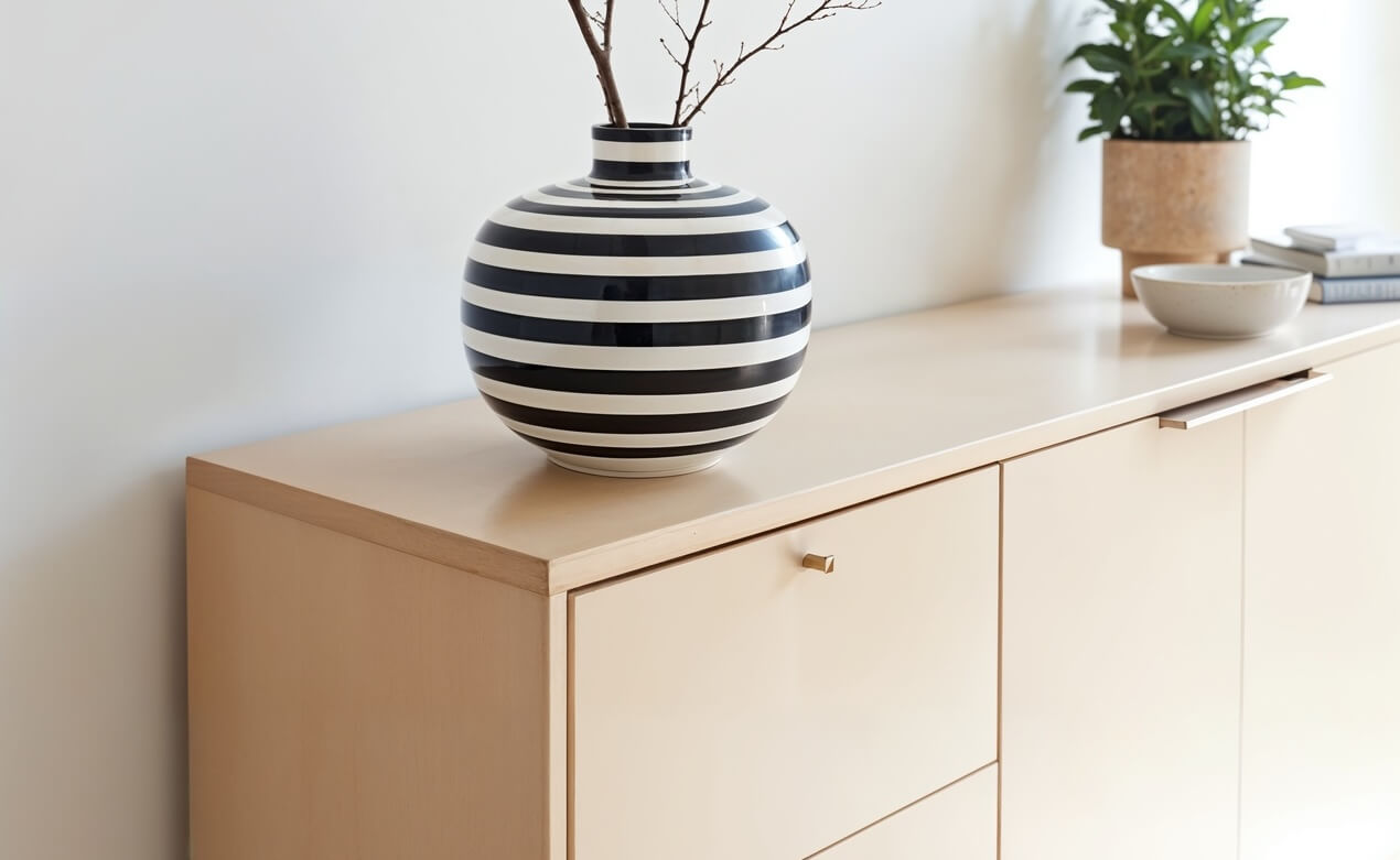 Helle Kommode mit Deko